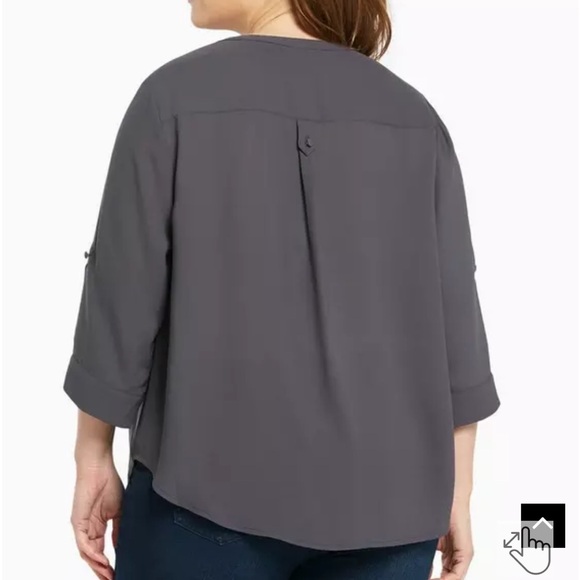 Torrid georgette pullover blouse in nine iron charcoal gray torrid size 1 (1X). - Picture 2 of 11